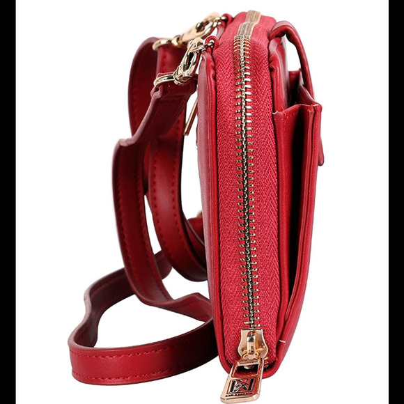 Karla Hanson RFID-Blocking Leah Crossbody Phone Wallet Red - Picture 2 of 4